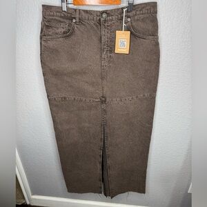 Reformation Brown Denim Maxi Skirt